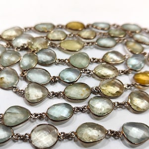 Natural Multi Aquamarine Briolette Connector Chain Free