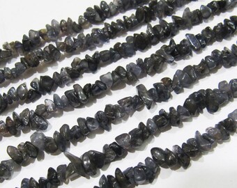 Natural Iolite Irregular Chip Gravel Uncut Nugget 4mm To 8mm Blue Color Jewelry Making Beads Strand 34 Inch Long Sold Per Strand