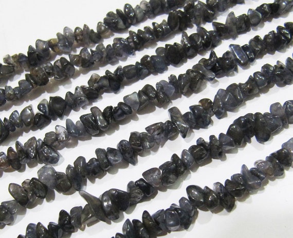 Natural Iolite Irregular Chip Gravel Uncut Nugget 4mm To 8mm Blue Color Jewelry Making Beads Strand 34 Inch Long Sold Per Strand