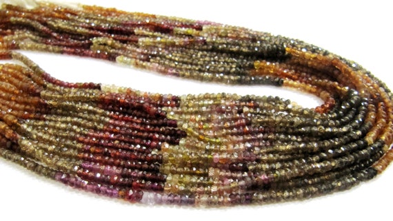 Natural Tundra Sapphire  3-4mm Size Rondelle Micro Faceted beads Strand 14 inches Long Genuine multi color Gemstone for Jewelry
