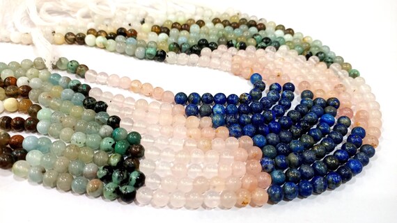 Natural Multi Gemstone Round Plain Smooth 6-7mm Beads Sold Per Strand 8 Inches Long Great Quality Jewelry Making Beads Choose the Design