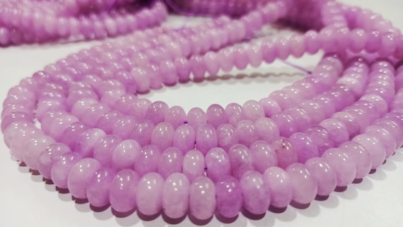 Natural Lavender Chalcedony Rondelle Plain Smooth 8mm Gemstone Beads Sold Per strand 8 Inches Long Jewelry Making Beads