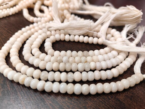 Natural Cream Chalcedony Rondelle Plain Smooth 6mm Gemstone Beads Sold Per Strand 8 Inches long.