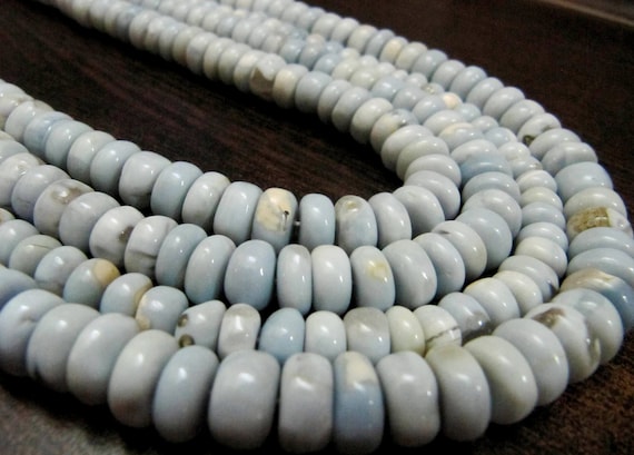 Natural Blue opal Rondelle Plain Smooth Beads 6 to 9mm best Quality Beads Strand 8 inches Long Jewelry making gemstone beads