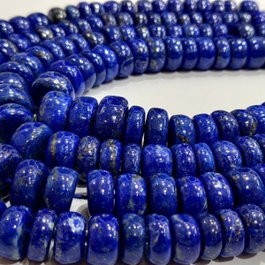 Natural Lapis Lazuli Rondelle Plain Smooth 8 to 12mm Graduated Beads Strand 8inch long High Quality Blue Gemstone Beads Wholesale prices