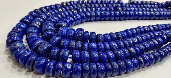 Natural Lapis Lazuli Rondelle Plain Smooth 8 to 12mm Graduated Beads Strand 8inch long High Quality Blue Gemstone Beads Wholesale prices