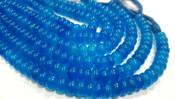 Royal Blue Quartz  Rondelle Plain Smooth 8mm Gemstone Beads Sold Per Strand 8 Inches Long Great Quality Beads