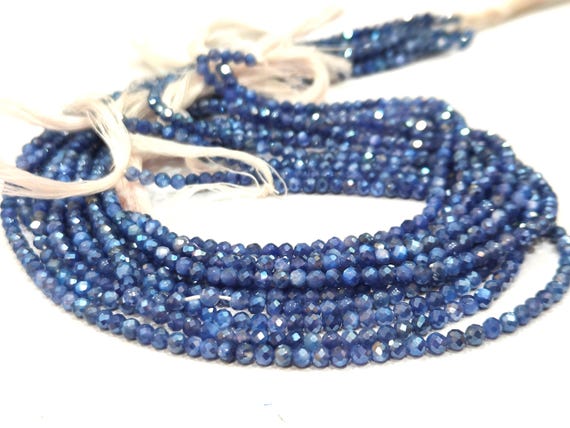 Natural Blue Moonstone Silver AB Mystic Coated Rondelle Faceted Beads 3mm Strand 13 inch long Top Quality Best prices Blue Color beads