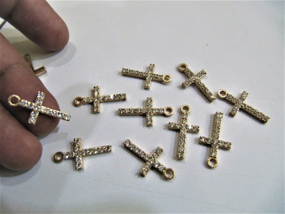 Tiny Holy Cross CZ Pendant Charm approximately 1 inch long Sold per piece Wholesale rates