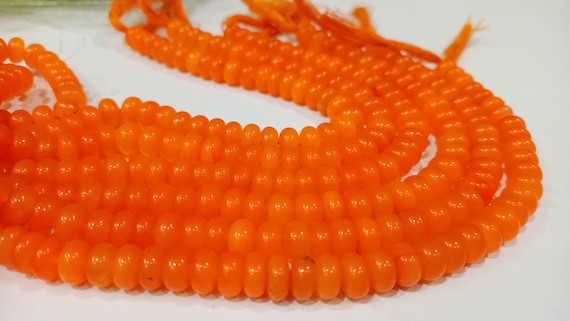 Natural Orange Chalcedony Rondelle Plain Smooth 8mm Gemstone Beads Sold per Strand 8 inches Long Great Quality Jewelry Making Beads