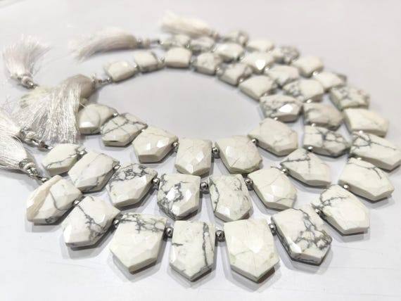 Natural Howlite Pencil Pyramid Shape Briolette 13X18mm beads Jewelry Making Gemstone Beads Strand 10 inches Long Wholesale Price
