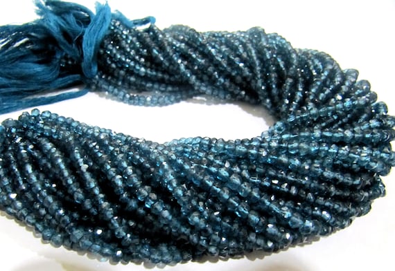 Natural Topaz 3 to 5mm Beads Rondelle Faceted London Blue Topaz color Sold per Strand 13 Inches long Best quality gemstones Choose Size