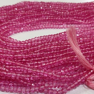 Natural Pink Topaz Rondelle Faceted 3.5-4mm  Beads Sold Per Strand 13 Inches Long Great Quality Gemstone Beads