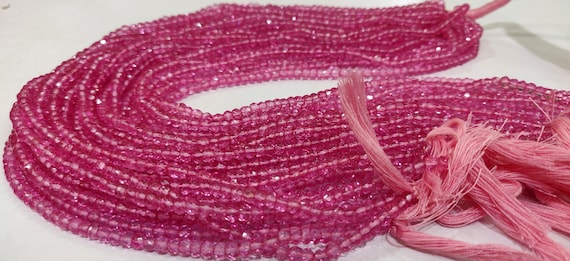 Natural Pink Topaz Rondelle Faceted 3.5-4mm  Beads Sold Per Strand 13 Inches Long Great Quality Gemstone Beads