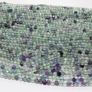 Natural Fluorite Multi Color Beads Fluorite Rondelle Shape Faceted 3mm Beads Green Beads, Purple Beads Strand 13 Inch Long image 7