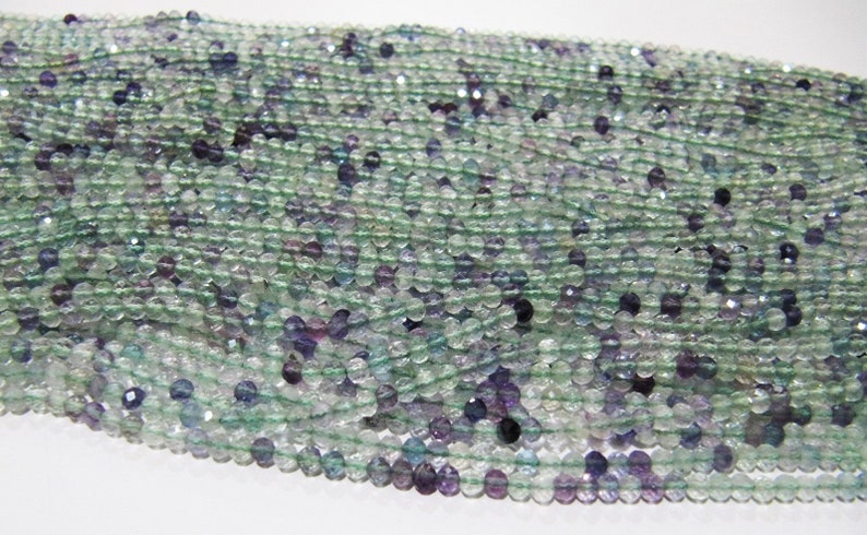 Natural Fluorite Multi Color Beads Fluorite Rondelle Shape Faceted 3mm Beads Green Beads, Purple Beads Strand 13 Inch Long image 7