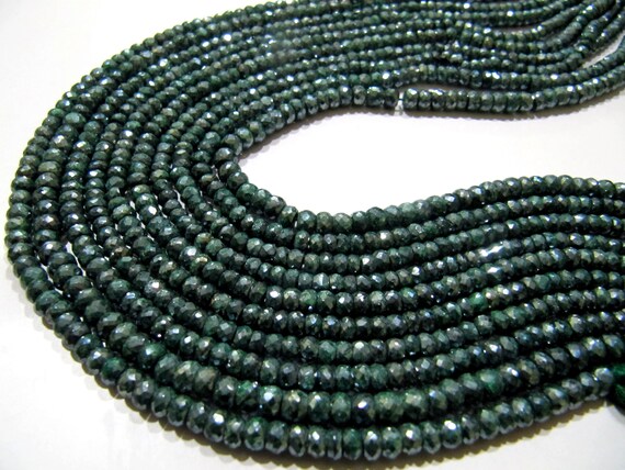 Natural Emerald Silverite Rondelle Faceted 4-5mm Size Gemstone Beads strand 13 Inches Long Wholesale Prices Jewelry making beads