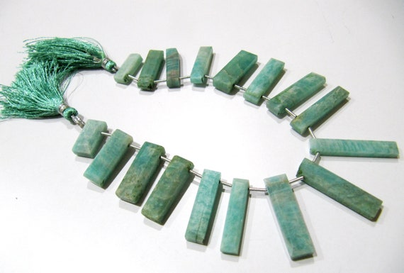 Natural Amazonite Baguette Shape 8x12mm Approximately Long Beads strand 8 Inches long Sold Per Strand Jewelry making Rectangle Beads
