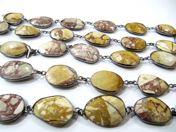 Natural Fancy Jasper Nugget Briolette Connector Chain Uneven Free Shape  15 to 20mm stones Sold Per Foot High Quality Beads Wholesale price