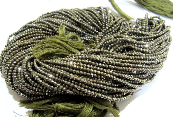 Natural Pyrite Rondelle Faceted Beads 2mm Genuine Pyrite Tiny Beads Strand 13 inch long Best Quality Wholesale Price Jewelry making beads