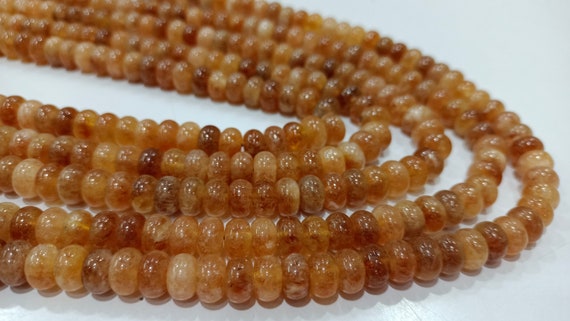 Natural Sunstone Rondelle Plain Smooth 8mm Gemstone Beads Sold per Strand 8 inches Long Great Quality Jewelry Making Beads