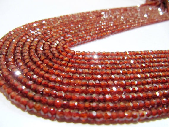 Garnet color Cubic Zirconia CZ Rondelle Faceted Beads 3mm Strand 13 inch long Top Quality Wholesale prices Jewelry making gemstone