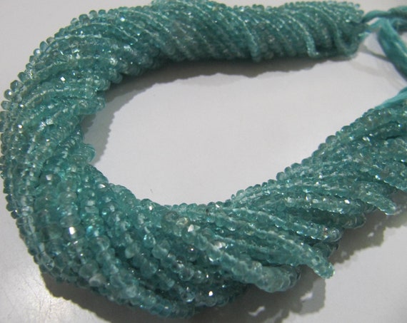 Natural Blue Apatite Rondelle Faceted 3-4 mm Beads Strand 14 inches long Best Quality Wholesale prices jewelry making gemstone beads