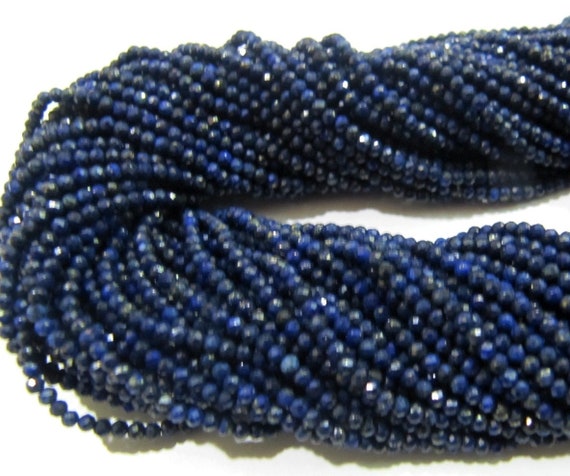 Natural Lapis Lazuli Israel Cut Rondelle Faceted 2-2.5mm Beads Genuine Lapis Lazuli Gemstone Beads sold per strand 13 inches long