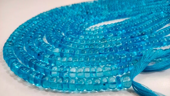 Natural Swiss blue Topaz Rondelle Plain Smooth Beads Sold Per Strand 8 Inches Long Great Quality Beads