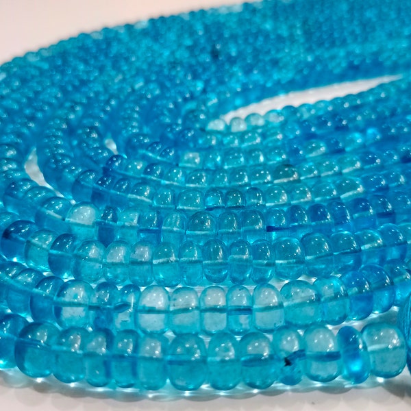 Natural Swiss blue Topaz Rondelle Plain Smooth Beads Sold Per Strand 8 Inches Long Great Quality Beads