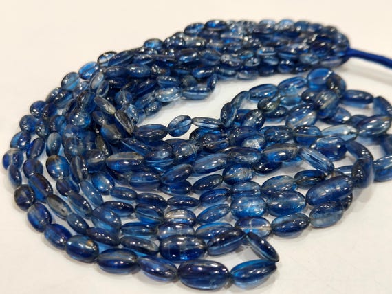 Natural Kyanite Oval Plain Smooth  Gemstone Beads Sold per strand 8 Inches Long CHOOSE SIZE