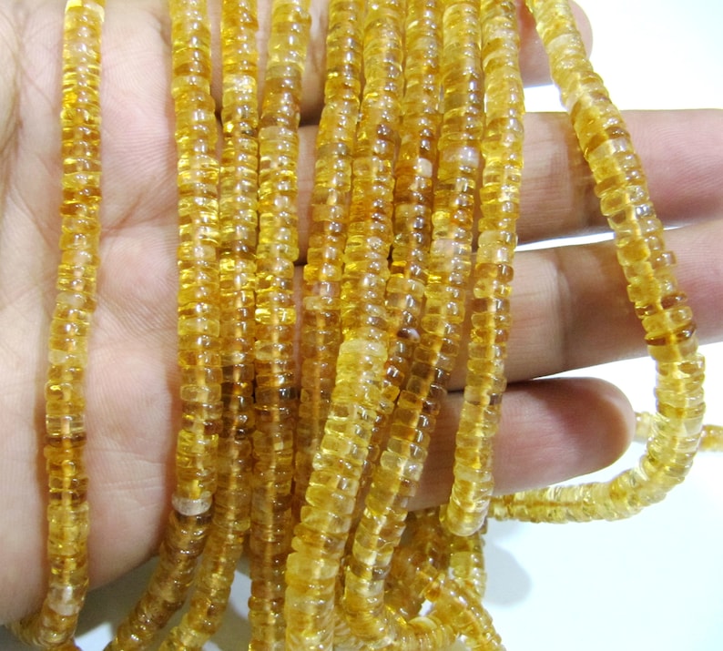 ON SALE Natural Citrine Tyre Shape Rondelle Plain Smooth Size 4 to 8mm Jewelry Making Beads Strand 8 inches Long Sold Per Strand