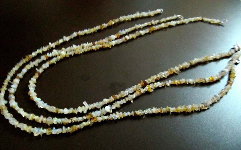 ON SALE Natural Ethiopian Opal Irregular Chip Gravel Uncut Nugget 4mm To 5mm Beaded Necklace Strand 18 Inches Long Sold Per Piece