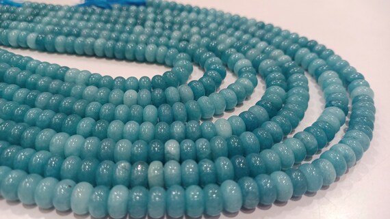 Natural Gemstone Aqua Blue Color  Rondelle plain smooth 8mm Beads Gemstone Beads Sold Per strand 8 inches Long