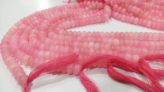 Natural Doll Pink Chalcedony  Rondelle Plain Smooth 8mm Gemstone Beads Sold Per Strand 8 Inches Long Great Quality Beads