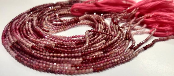 Natural Pink Spinel Shaded Round Faceted 2mm Precious Beads Sold Per Strand 13 Inches Long Great Quality Beads
