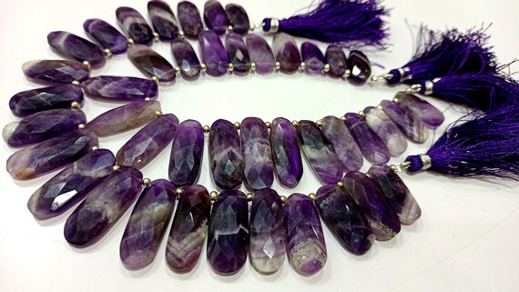 Natural Bio Amethyst Fancy Oval Shape Briolette 8x25mm Gemstone Beads Sold per strand 8 inches long great Quality Beads
