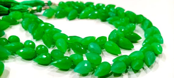Natural Chrysoprase teardrop Shape faceted 6X10mm Jewelry Making Gemstone beads Sold Per Strand 8 Inches Long
