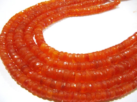 Natural Carnelian Rondelle Faceted 7-8mm Gemstone Beads Strand 8 inches long Top Quality Wholesale Prices Jewelry making gemstone beads