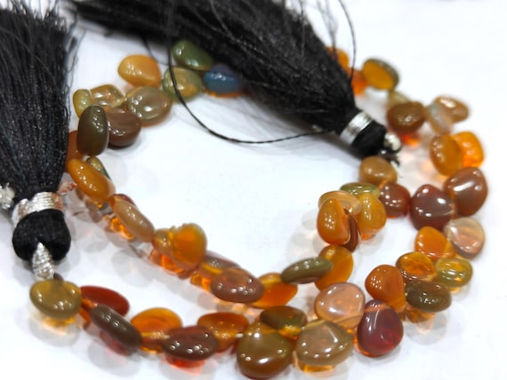 Rare Dark Color Ethiopian Opal Plain Heart shape Size 6 to 7mm Beads, Strand 8inches Long , Multi Color Fire Opal Beads, approx 59 beads