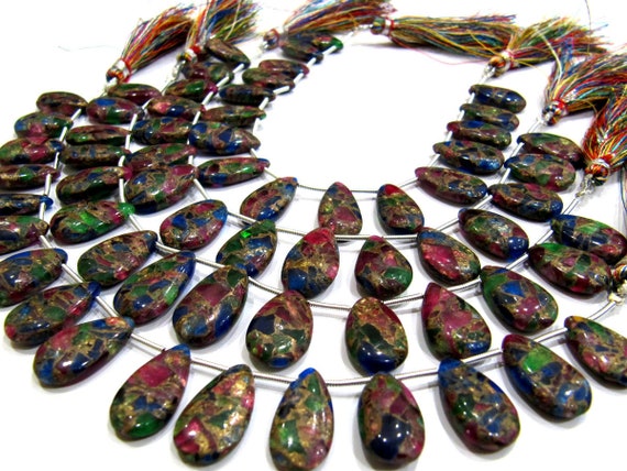 Multi Oyster Copper Turquoise Pear Shape Smooth Plain Size 10x16 To 12x20mm Multi Color shaded Beads Strand 8 inches Long Sold Per Strand