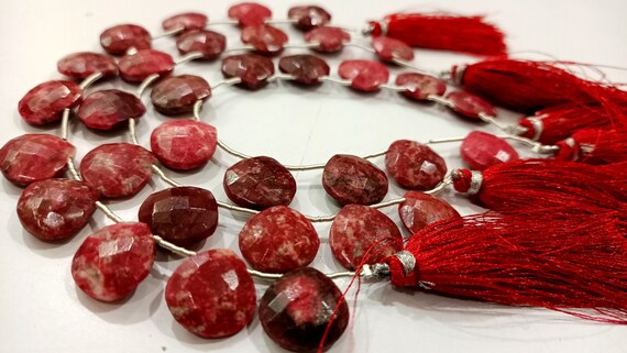 Natural Thulite Gemstone Heart Shape 14mm Faceted Beads Sold Per Strand 8 Inches Long Great Quality Beads