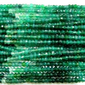Natural Green Onyx Rondelle Faceted 3-4mm Bead Strand 13 inches long High Quality shaded color Beads Wholesale price jewelry making gemstone
