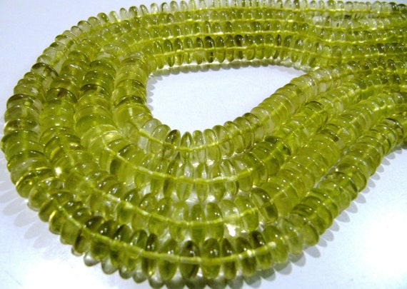 German Cut Natural Lemon Quartz Smooth Rondelle Beads 6-9 mm size Graduated Beads 8 inch long Strand Jewelry Making Supply Wholesale Prices