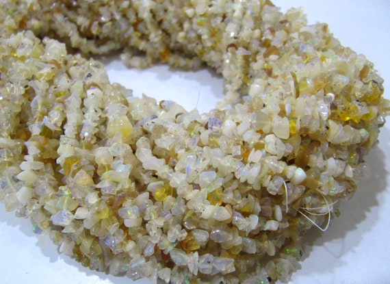 Natural Ethiopian Opal Irregular Chip Gravel Uncut Nugget 4mm To 5mm Jewelry Making Beads Strand 15 Inches Long Sold Per Strand