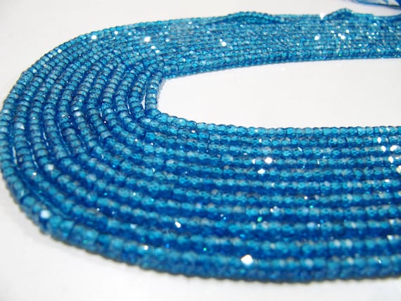 Natural Blue Topaz Cubic Zirconia CZ Rondelle Faceted Beads 3mm Strand 13 inch long Top Quality Wholesale prices Jewelry making gemstone