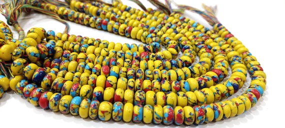 Fordite Agate Multi Color Gemstone Rondelle Plain Smooth Beads Sold per Strand 8 inches Long Necklace and bracelet Making Beads choose size
