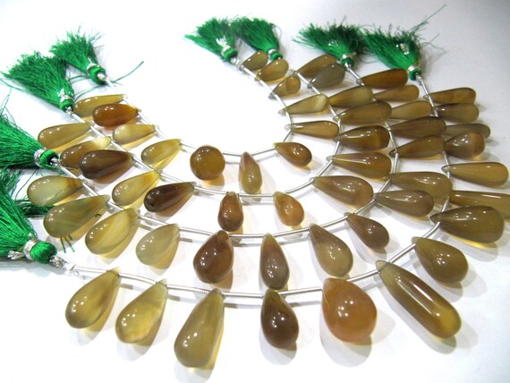 Natural Chalcedony Teardrop Plain Smooth 15 to 20mm Beads Sold Per Strand 8 Inches Long Best Quality Beads