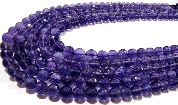 Natural Amethyst Round Faceted Beads 6 to 9mm Graduated best Quality Beads Strand 8 inches Long