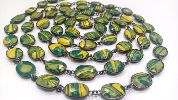 Fordite Agate Free Shape  Briolette 10 to 15mm Bezel Connector Gemstone Chain Sold Per Foot Great Quality  Chain